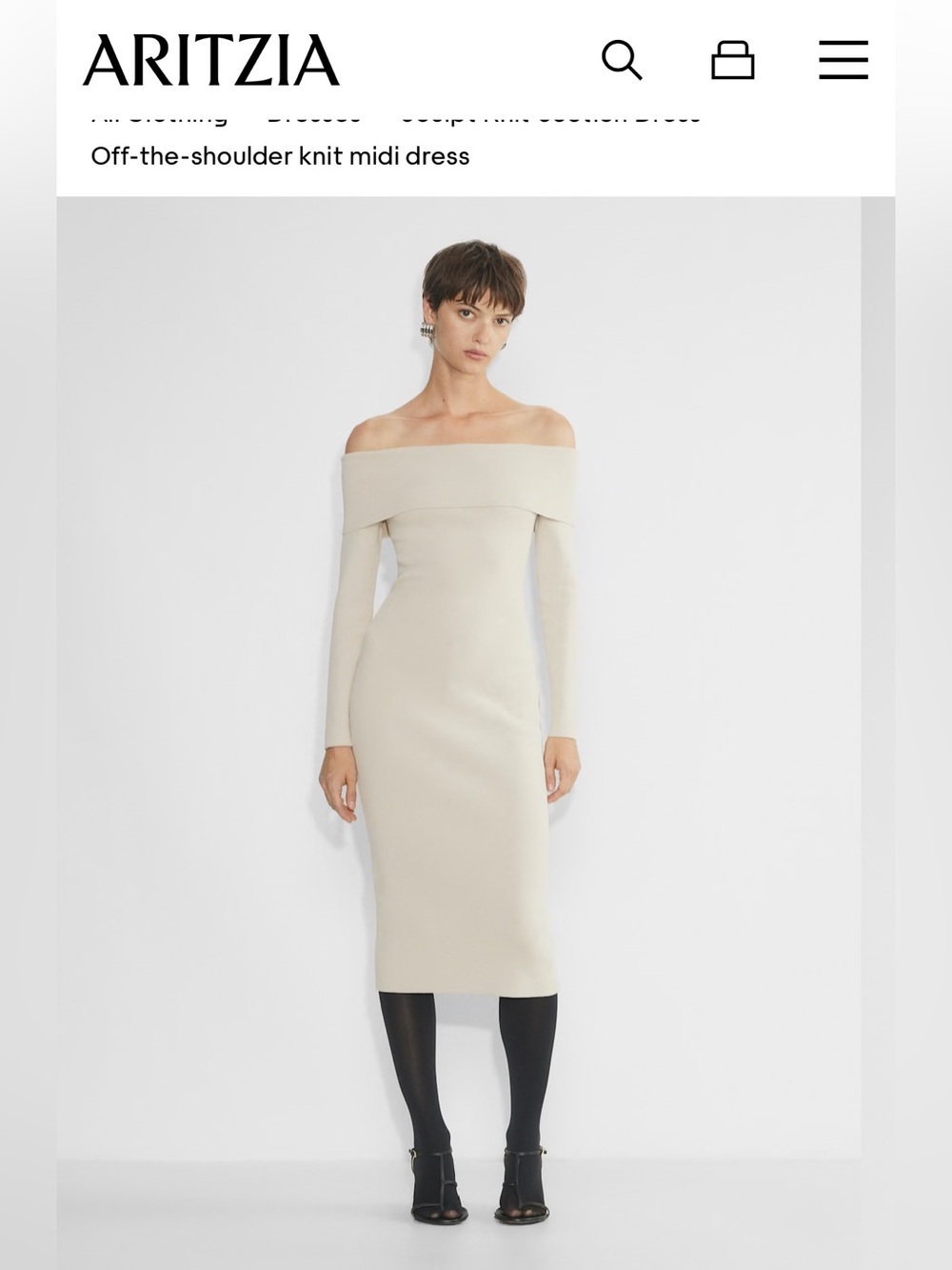 Babaton Aritzia Women’s Wool Blend Sculpt Knit Dress in Beige Size 2XS